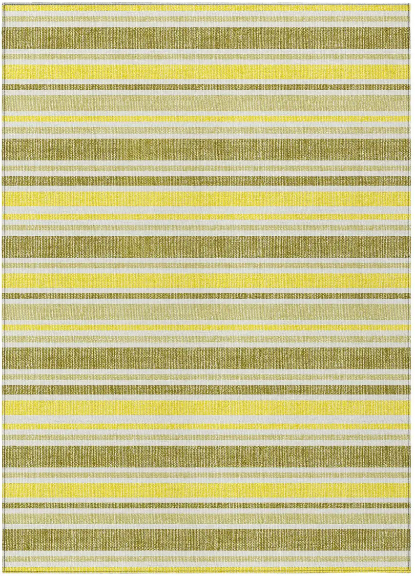 Khaki Yellow and Gray Striped Washable Non Skid Indoor Outdoor Area Rug Photo 2