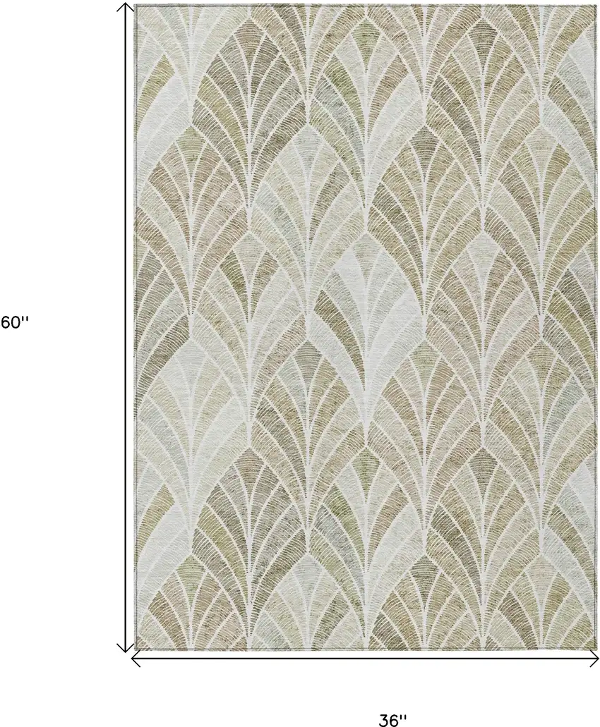 Khaki Tan And Beige Geometric Washable Indoor Outdoor Area Rug Photo 3