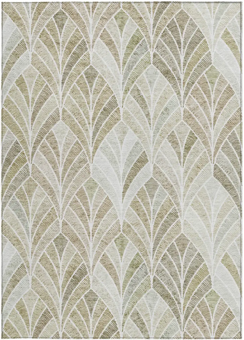 Khaki Tan And Beige Geometric Washable Indoor Outdoor Area Rug Photo 8