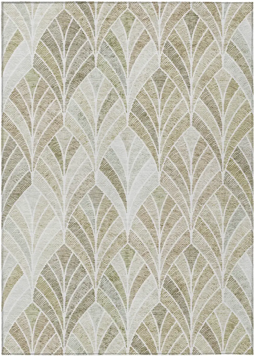 Khaki Tan And Beige Geometric Washable Indoor Outdoor Area Rug Photo 2