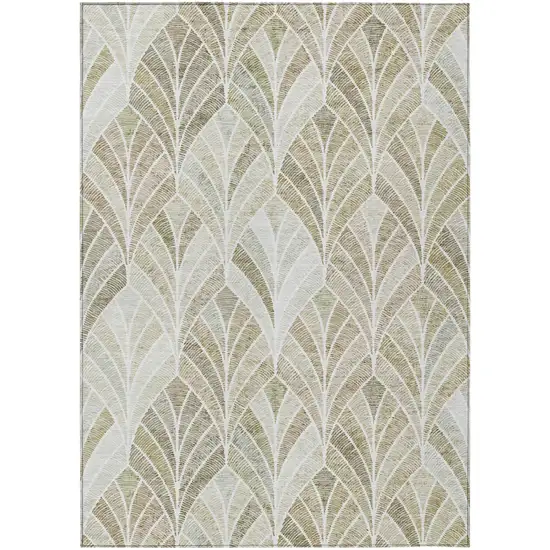 Khaki Tan And Beige Geometric Washable Indoor Outdoor Area Rug Photo 2