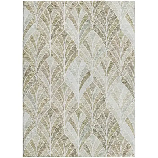 Khaki Tan And Beige Geometric Washable Indoor Outdoor Area Rug Photo 7