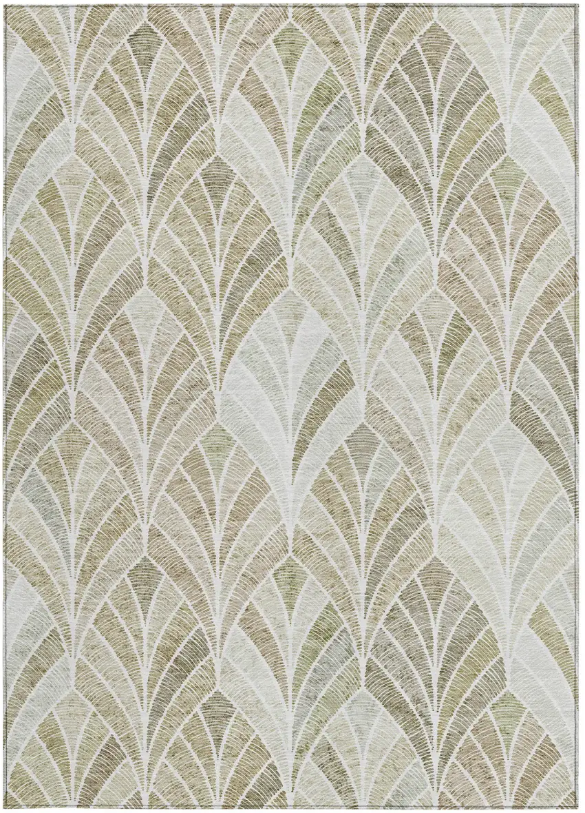 Khaki Tan And Beige Geometric Washable Indoor Outdoor Area Rug Photo 7
