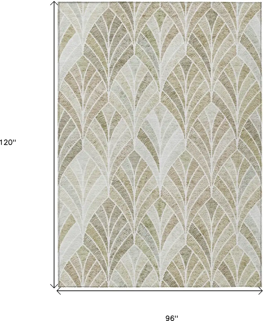 Khaki Tan And Beige Geometric Washable Indoor Outdoor Area Rug Photo 3