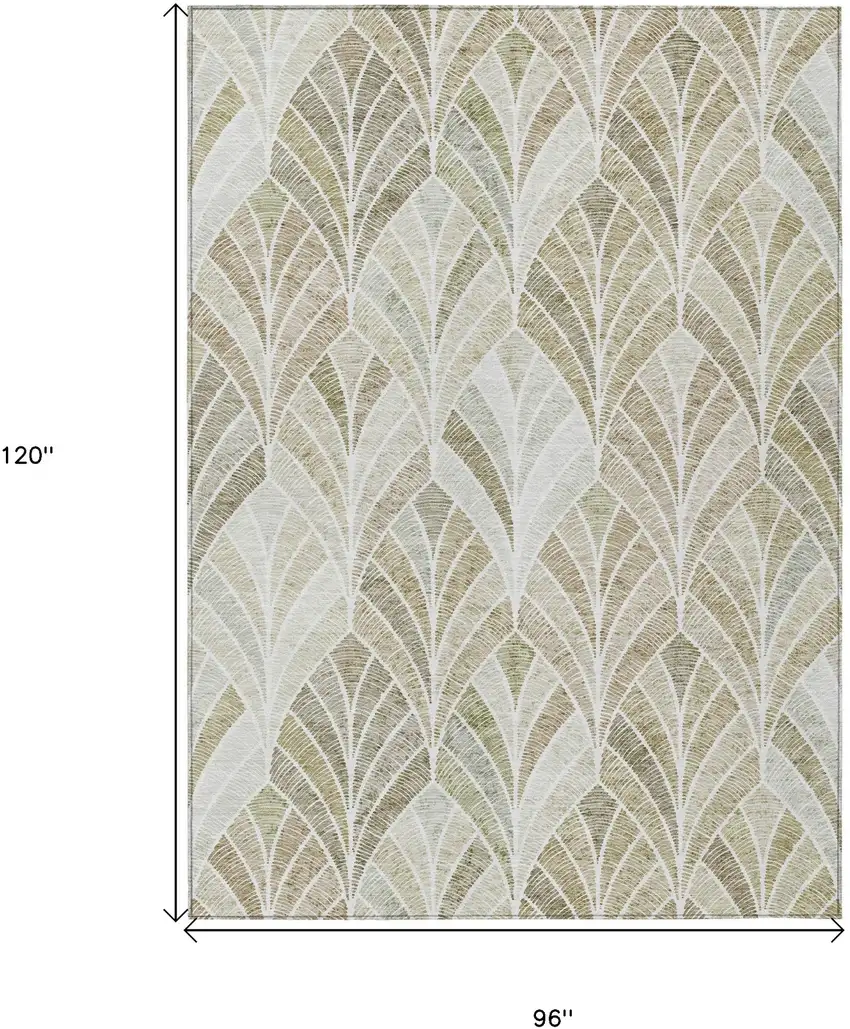 Khaki Tan And Beige Geometric Washable Indoor Outdoor Area Rug Photo 3