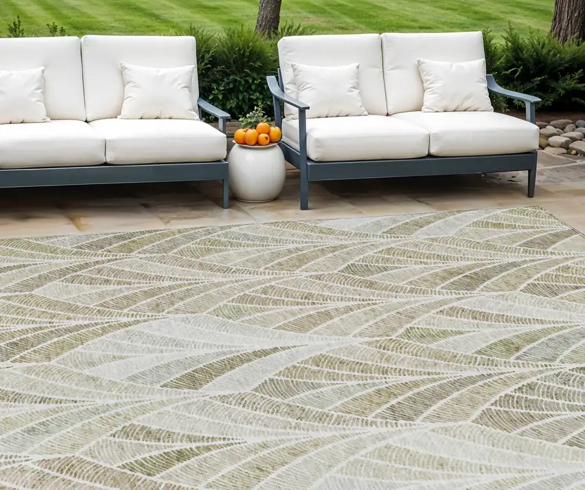 Khaki Tan And Beige Geometric Washable Indoor Outdoor Area Rug Photo 1