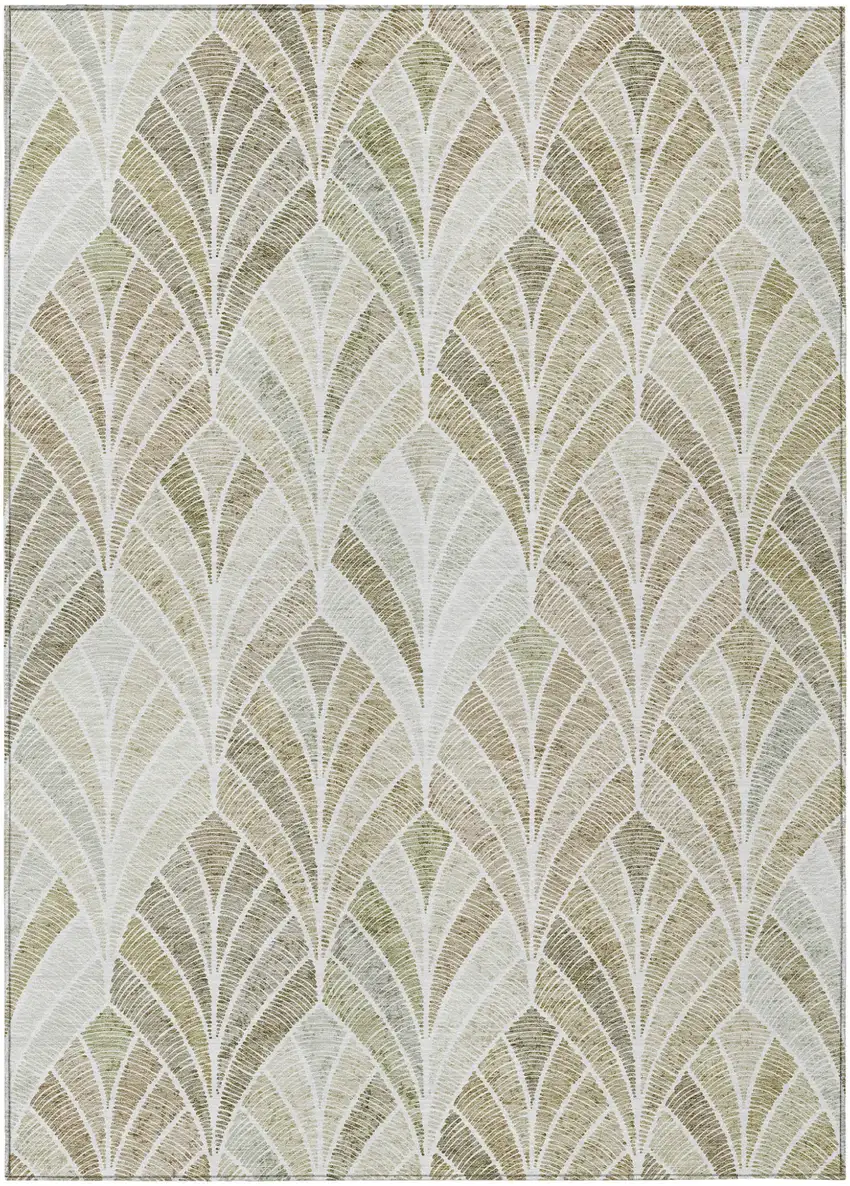 Khaki Tan And Beige Geometric Washable Indoor Outdoor Area Rug Photo 2