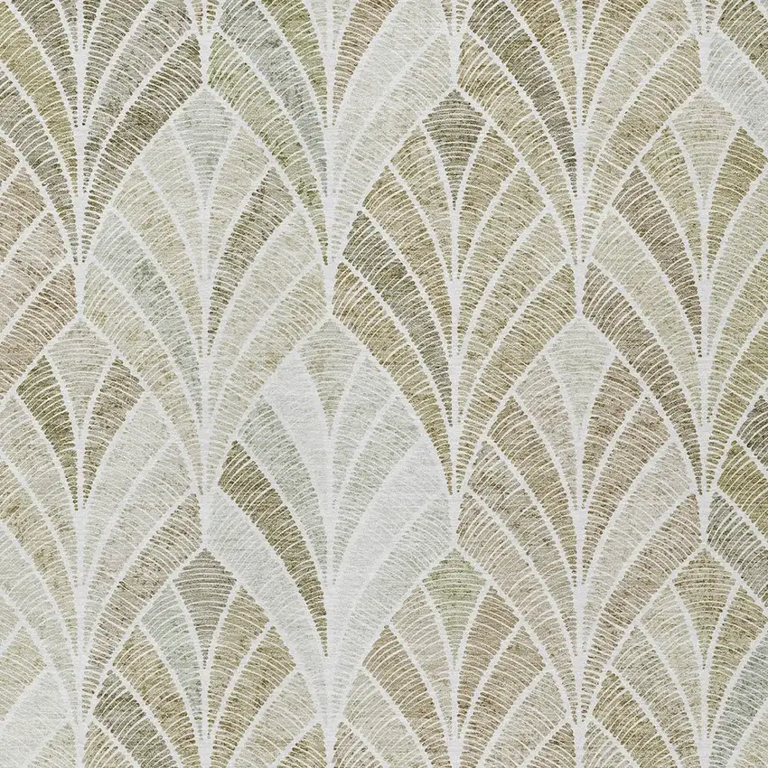 Khaki Tan And Beige Geometric Washable Indoor Outdoor Area Rug Photo 7