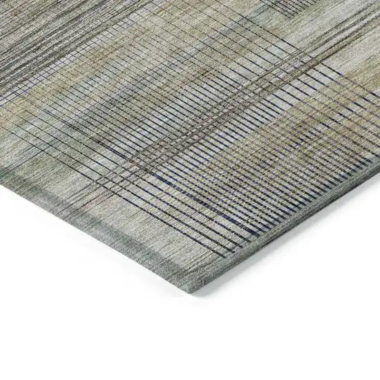 Khaki Tan And Beige Striped Washable Indoor Outdoor Area Rug Photo 5