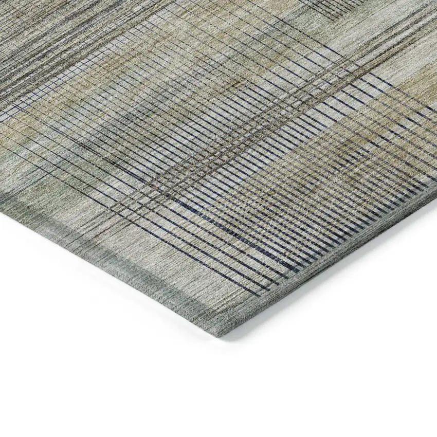 Khaki Tan And Beige Striped Washable Indoor Outdoor Area Rug Photo 5