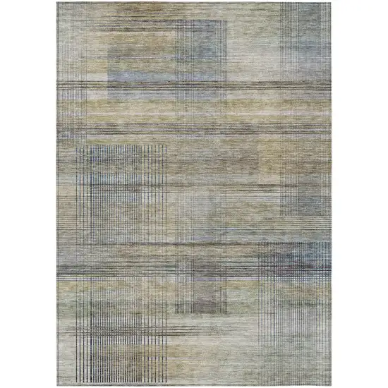 Khaki Tan And Beige Striped Washable Indoor Outdoor Area Rug Photo 2