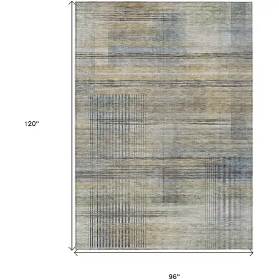 Khaki Tan And Beige Striped Washable Indoor Outdoor Area Rug Photo 3