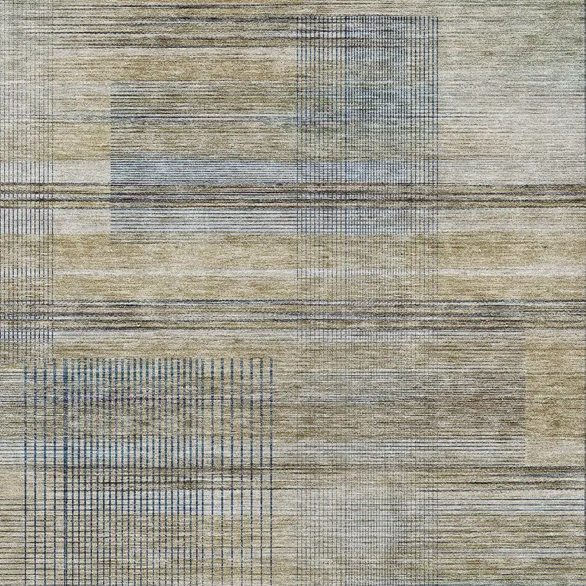 Khaki Tan And Beige Striped Washable Indoor Outdoor Area Rug Photo 6