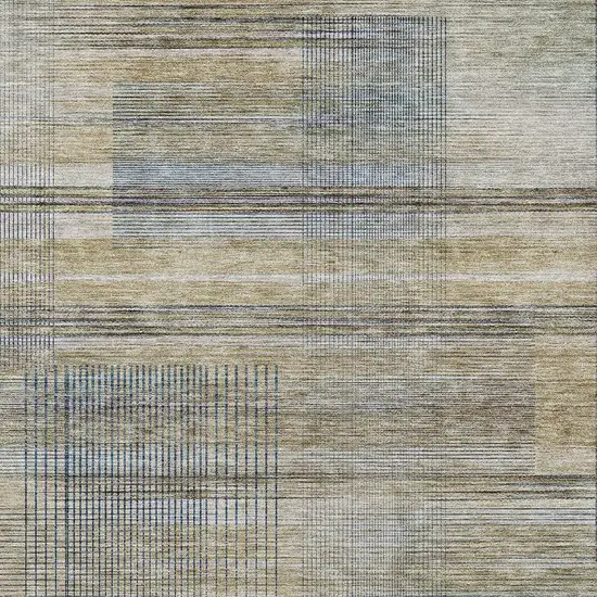 Khaki Tan And Beige Striped Washable Indoor Outdoor Area Rug Photo 6