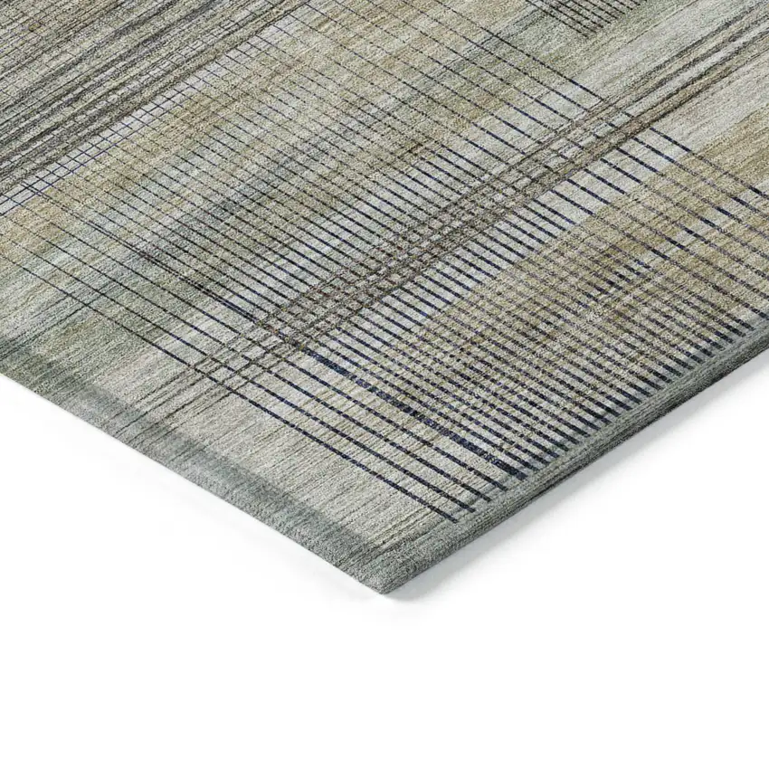 Khaki Tan And Beige Striped Washable Indoor Outdoor Area Rug Photo 5