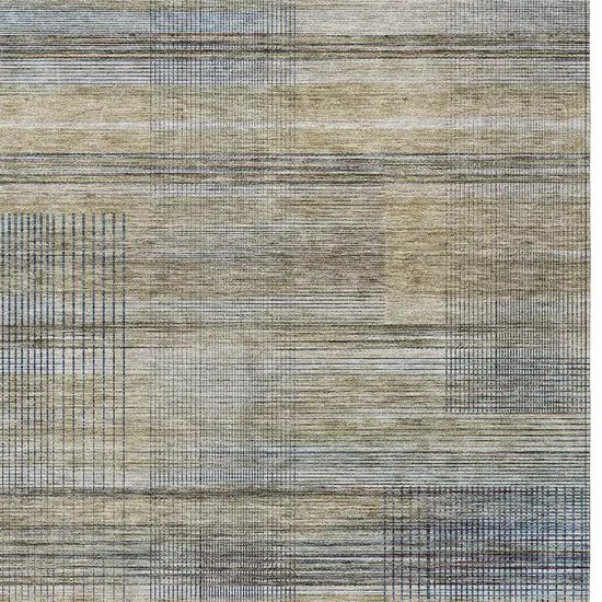 Khaki Tan And Beige Striped Washable Indoor Outdoor Area Rug Photo 6