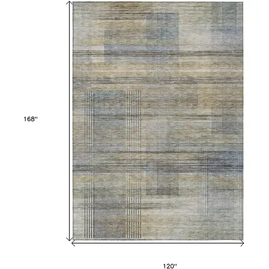 Khaki Tan And Beige Striped Washable Indoor Outdoor Area Rug Photo 3