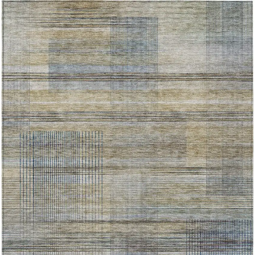 Khaki Tan And Beige Striped Washable Indoor Outdoor Area Rug Photo 6