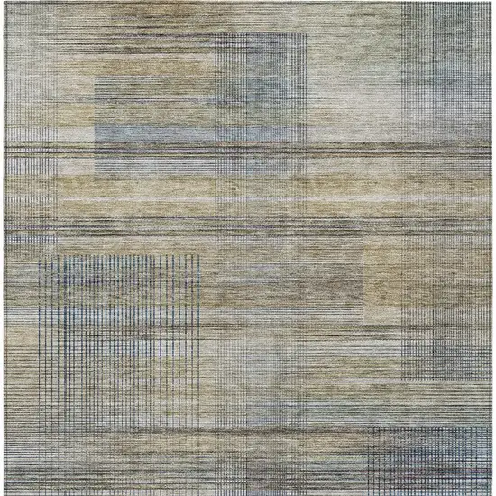 Khaki Tan And Beige Striped Washable Indoor Outdoor Area Rug Photo 6