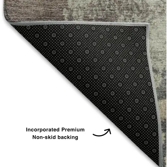 Khaki Taupe And Copper Abstract Washable Area Rug With UV Protection Photo 8