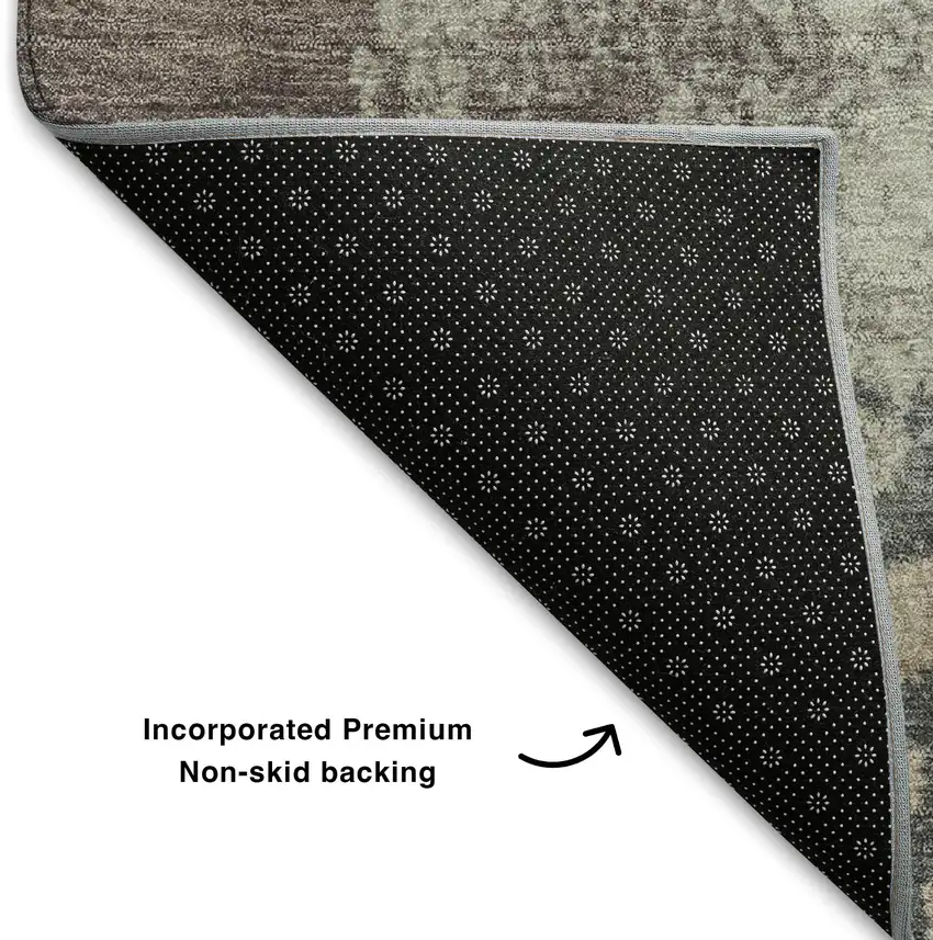 Khaki Taupe And Copper Abstract Washable Area Rug With UV Protection Photo 8