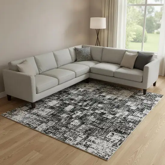 Khaki Taupe And Copper Abstract Washable Area Rug With UV Protection Photo 1