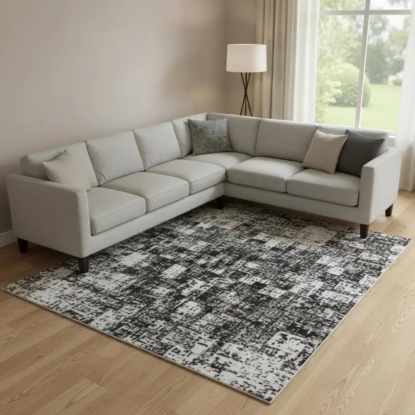 Khaki Taupe And Copper Abstract Washable Area Rug With UV Protection Photo 1