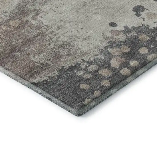 Khaki Taupe And Copper Abstract Washable Area Rug With UV Protection Photo 8