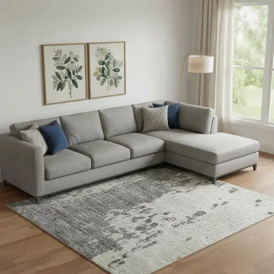 Khaki Taupe And Copper Abstract Washable Area Rug With UV Protection Photo 2