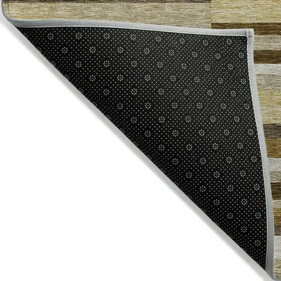 Khaki Taupe And Gold Striped Washable Indoor Outdoor Area Rug Photo 4
