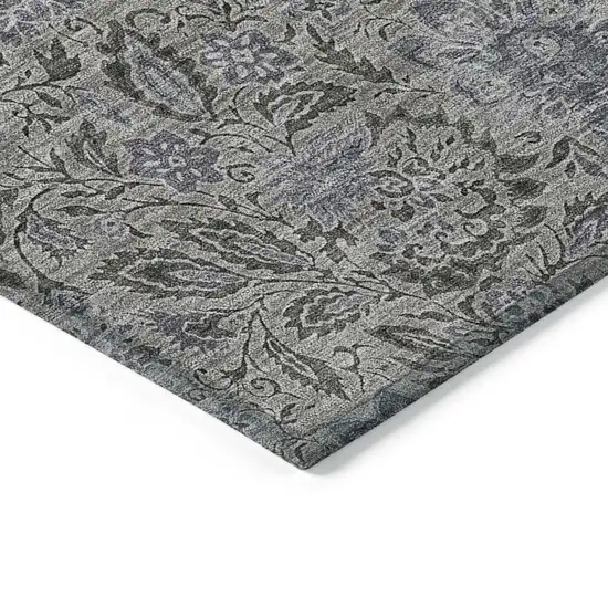 Khaki Taupe And Gray Floral Washable Indoor Outdoor Area Rug Photo 4