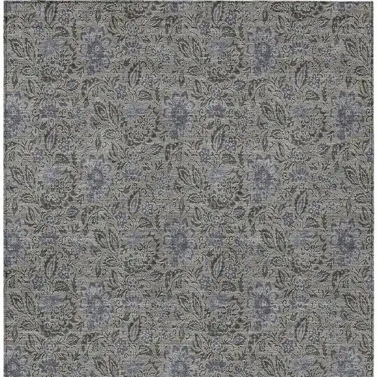Khaki Taupe And Gray Floral Washable Indoor Outdoor Area Rug Photo 5