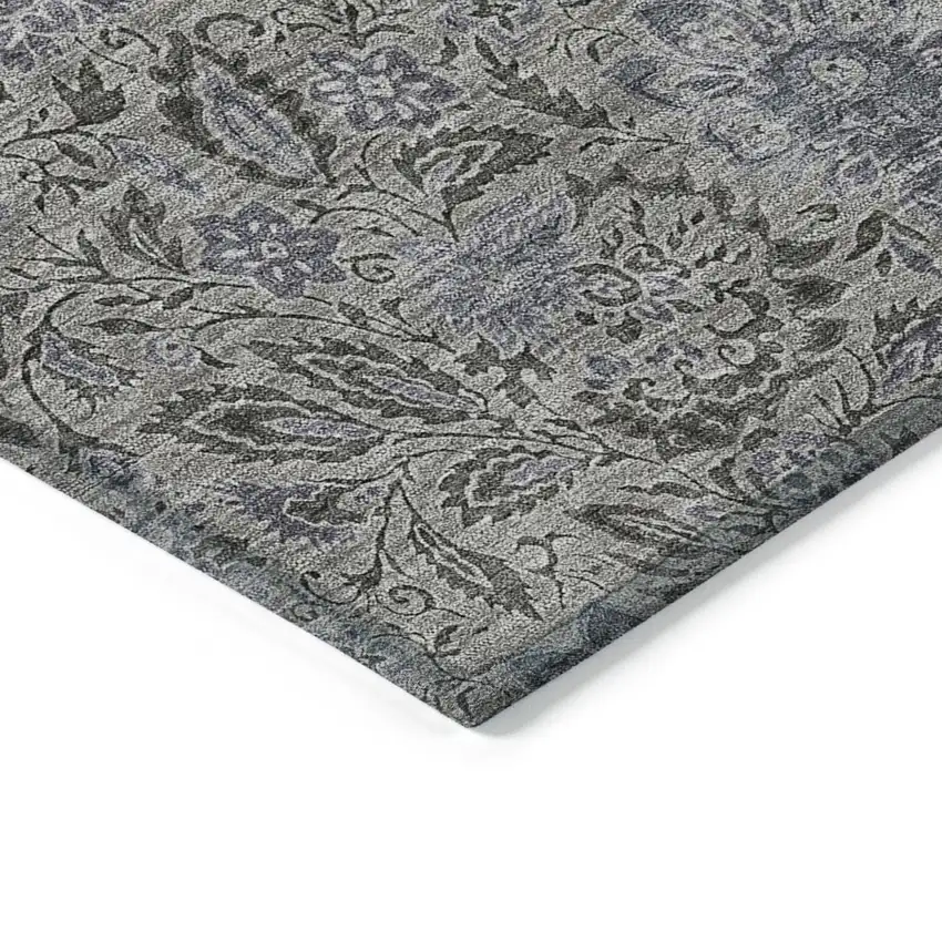 Khaki Taupe And Gray Floral Washable Indoor Outdoor Area Rug Photo 4