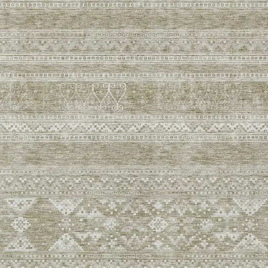 Khaki Taupe And Ivory Southwestern Washable Indoor Outdoor Area Rug Photo 4