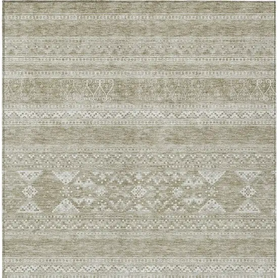 Khaki Taupe And Ivory Southwestern Washable Indoor Outdoor Area Rug Photo 4