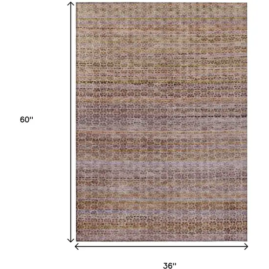 Khaki Taupe And Lavender Striped Washable Indoor Outdoor Area Rug Photo 8