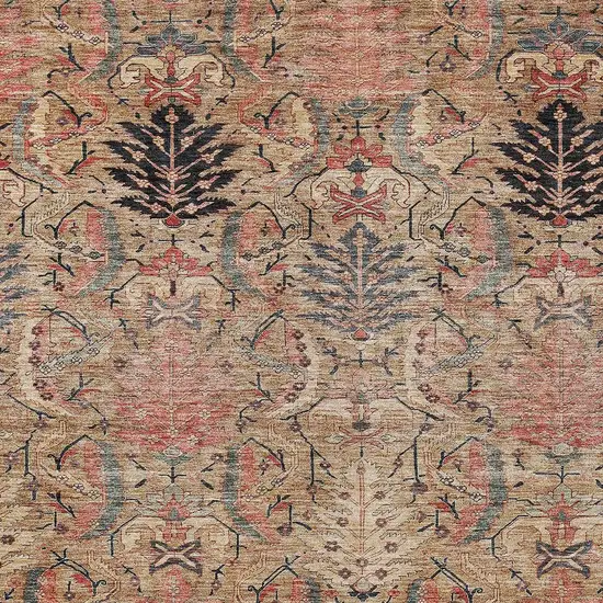 Khaki Terra Cotta And Black Damask Washable Indoor Outdoor Area Rug Photo 6