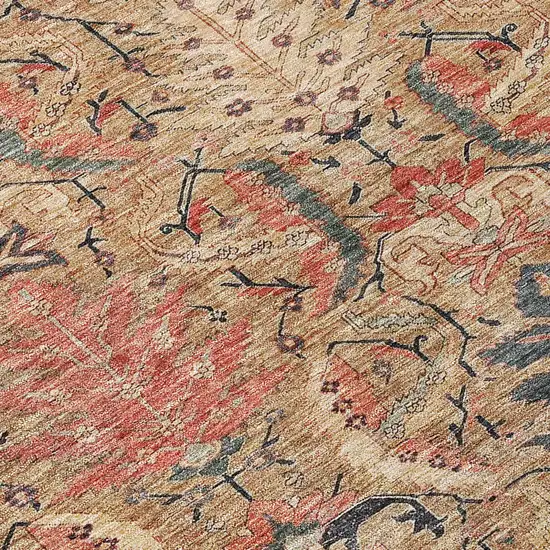 Khaki Terra Cotta And Black Damask Washable Indoor Outdoor Area Rug Photo 5