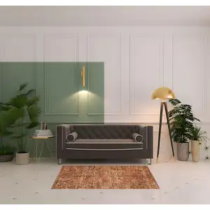 Photo of Latte And Red Floral Distressed Non Skid Area Rug