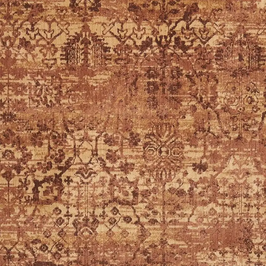 Latte And Red Floral Distressed Non Skid Area Rug Photo 2