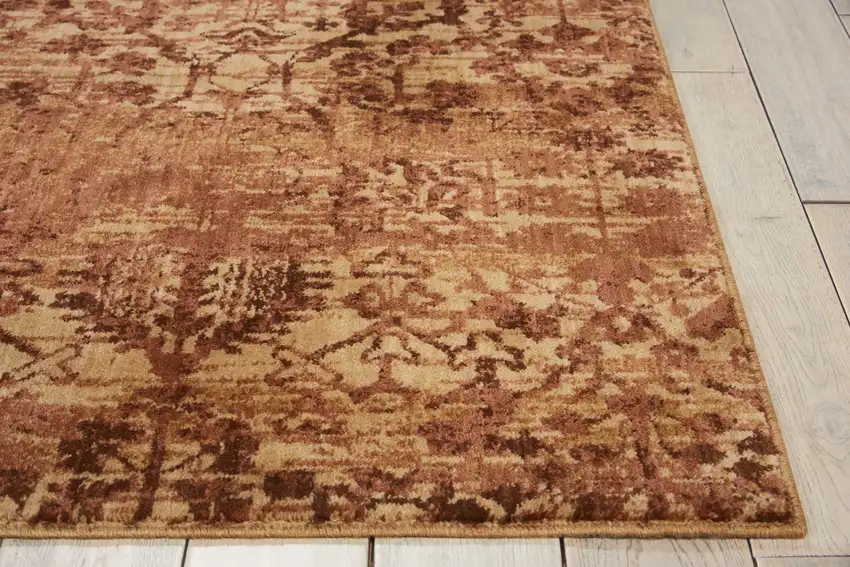 Latte And Red Floral Distressed Non Skid Area Rug Photo 8