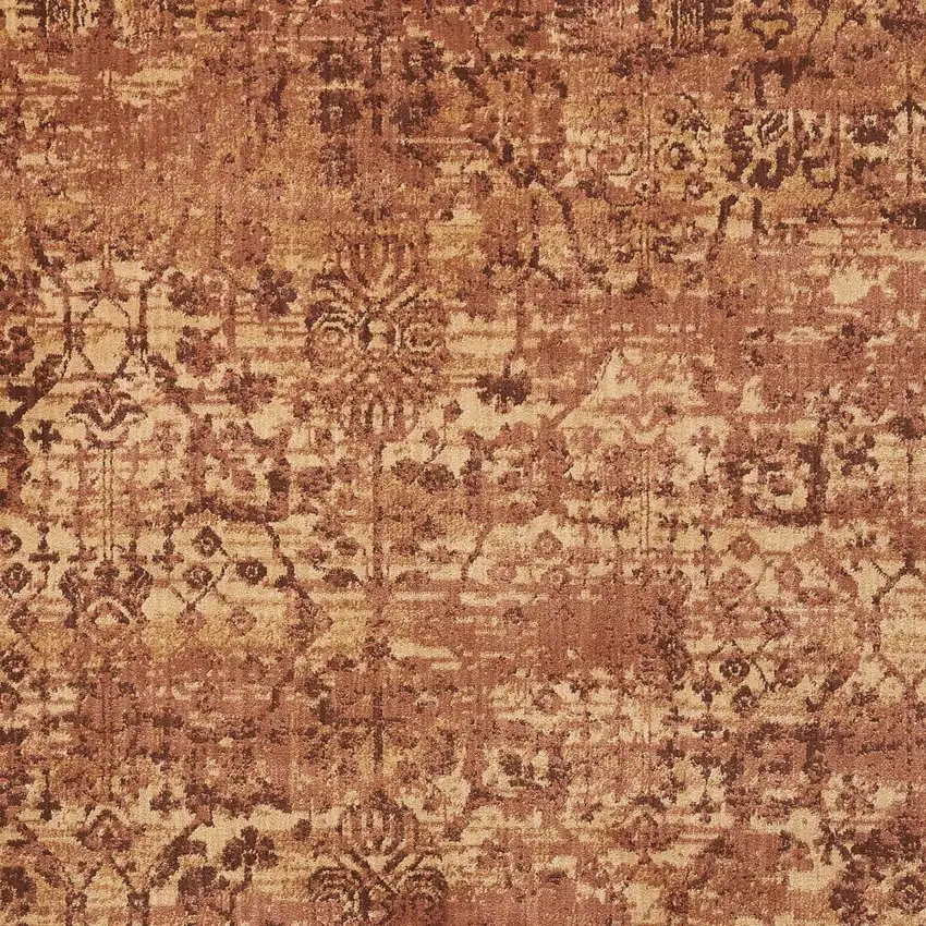 Latte And Red Floral Distressed Non Skid Area Rug Photo 6