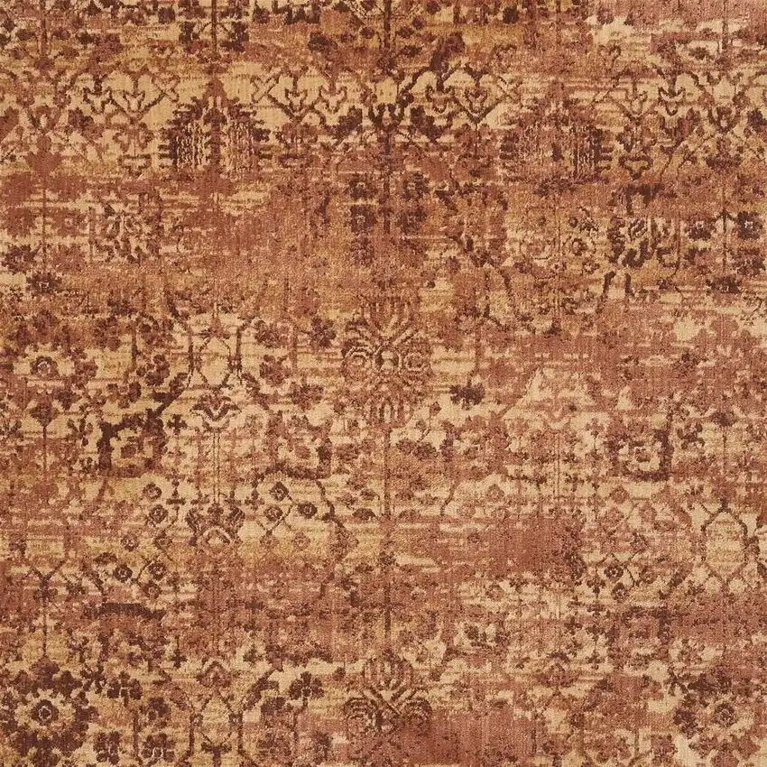 Latte And Red Floral Distressed Non Skid Area Rug Photo 4