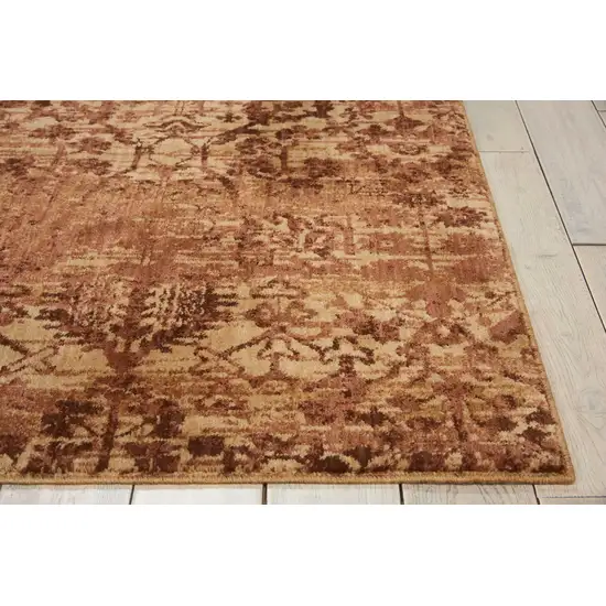 Latte And Red Floral Distressed Non Skid Area Rug Photo 8
