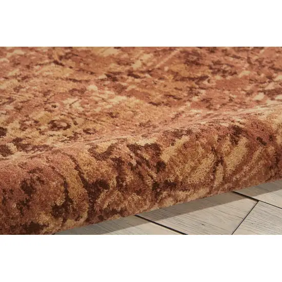 Latte And Red Floral Distressed Non Skid Area Rug Photo 9