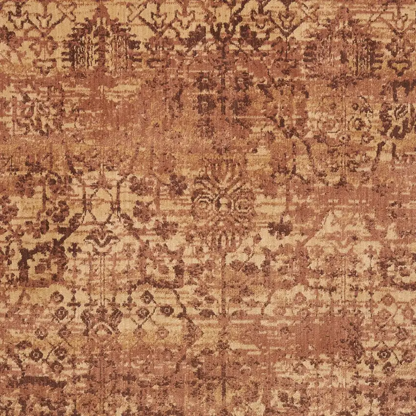 Latte And Red Floral Distressed Non Skid Area Rug Photo 6