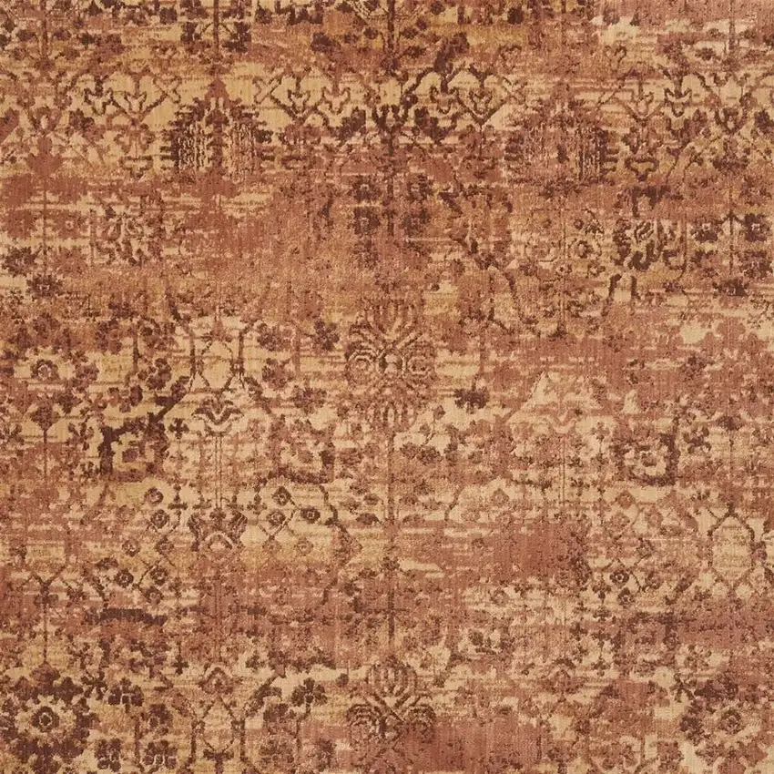 Latte And Red Floral Distressed Non Skid Area Rug Photo 4