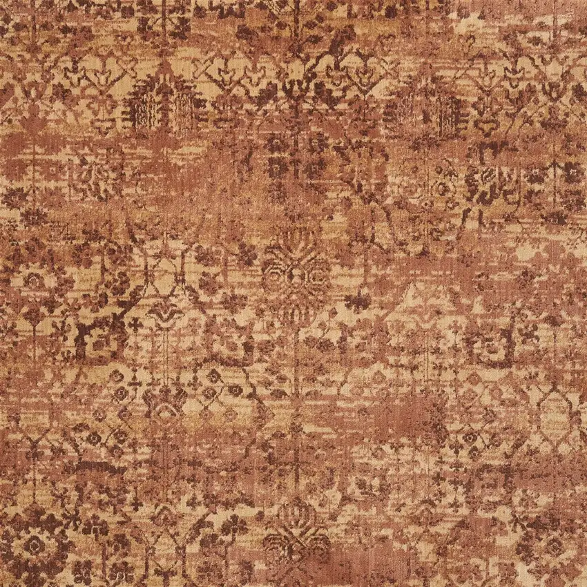 Latte And Red Floral Distressed Non Skid Area Rug Photo 7