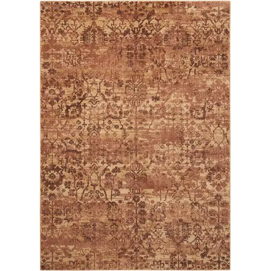 Latte And Red Floral Distressed Non Skid Area Rug Photo 3