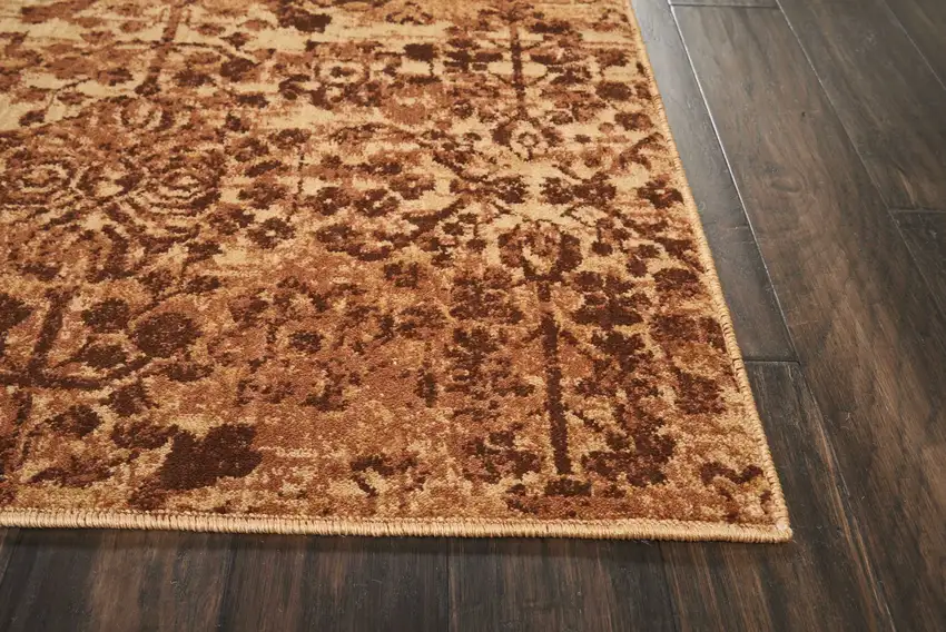 Latte And Red Floral Distressed Non Skid Area Rug Photo 8